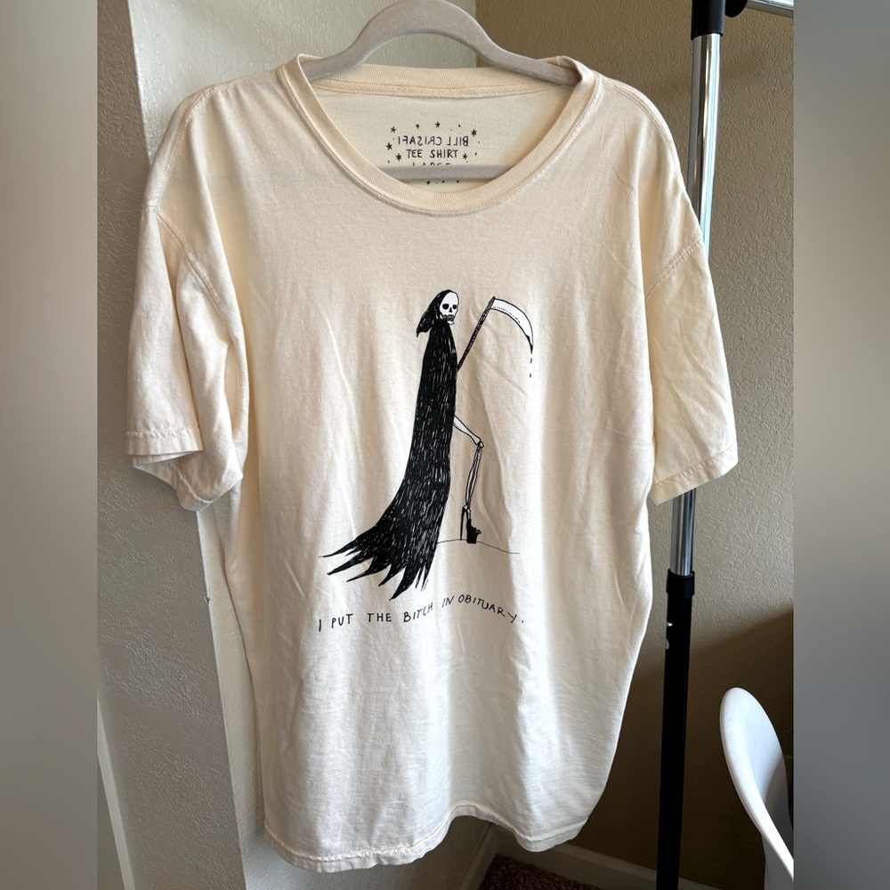 Unisex Bill Crisafi Spooky Grim (Glam) Reaper Tshirt off white size Large NWOT